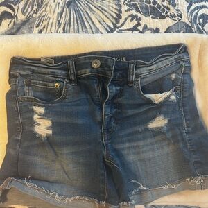 American Eagle Outfitters Distressed Blue Denim Jean Shorts